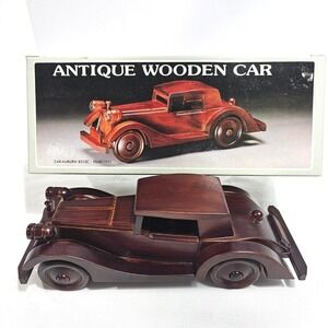 Vintage Antique Wooden Car Auburn 851SC 1935 Model Handcrafted Kmart Taiwan Box